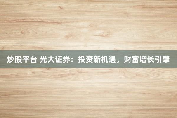 炒股平台 光大证券:投资新机遇,财富增长引擎