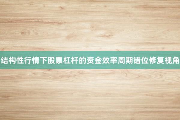 结构性行情下股票杠杆的资金效率周期错位修复视角