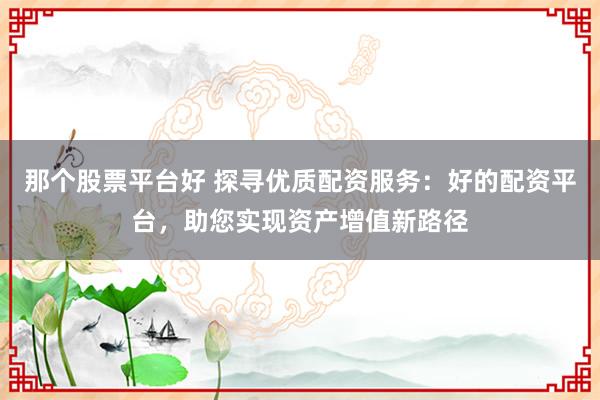 那个股票平台好 探寻优质配资服务：好的配资平台，助您实现资产增值新路径